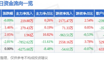 股票行情快报：网宿科技（300017）8月4日主力资金净买入219.88万元