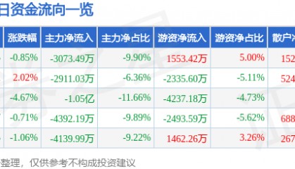 股票行情快报：网宿科技（300017）5月27日主力资金净卖出3073.49万元