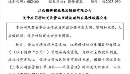 赣锋锂业利好：“10%+10%”回购